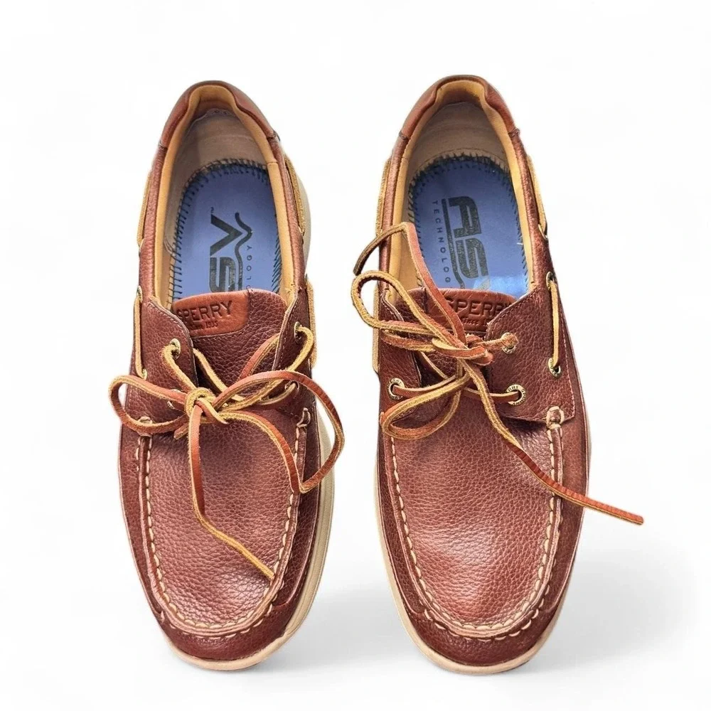 Sperry Men's Leather Boat Shoes Size 8M Brown ASV Tech Dock Shoes Dad Coastal